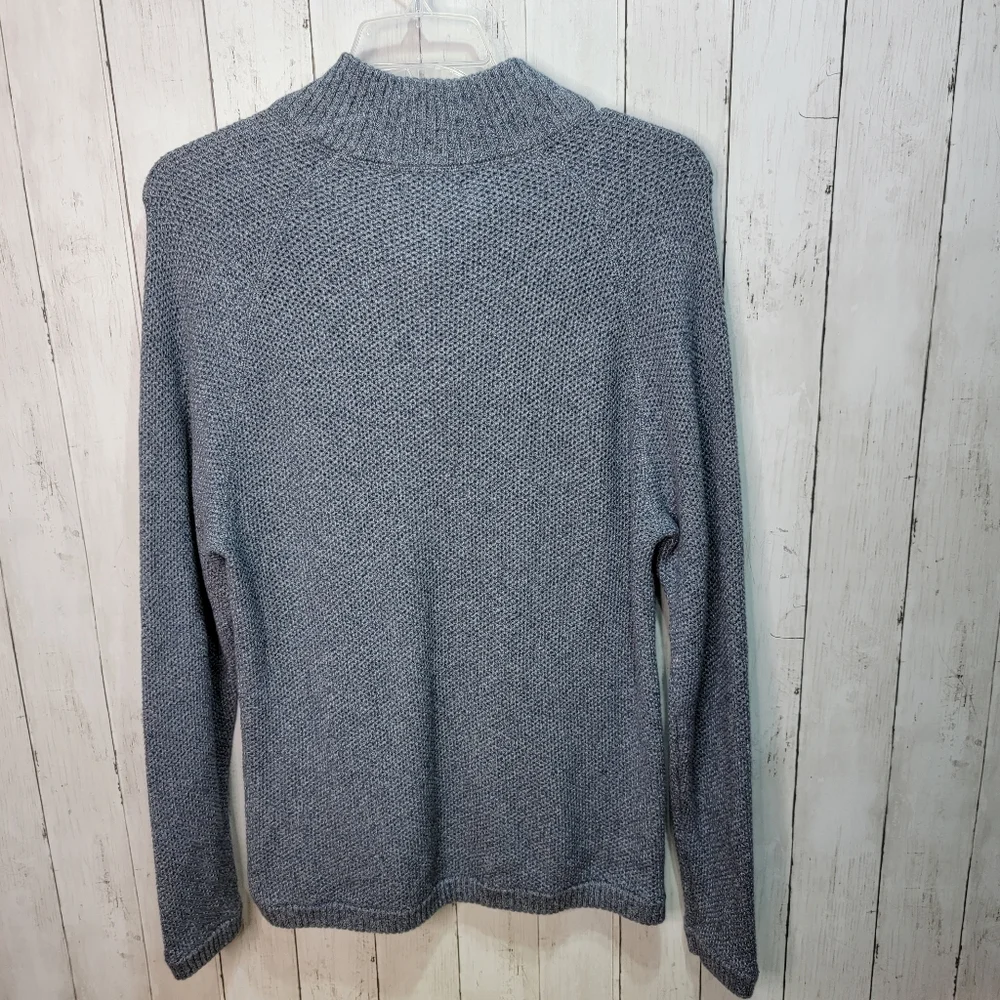 Carbon 2 Cobalt Men's Blue Cotton Henley Sweater Size Large Wood Button Thick.